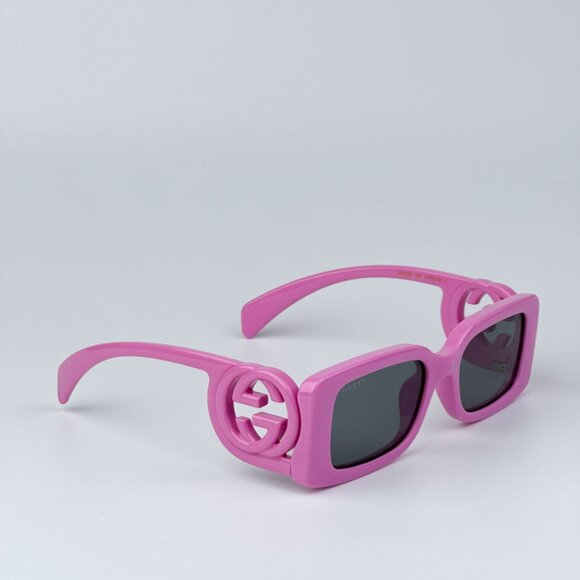 Gucci GG1325S 006 BRAND NEW Sunglasses Pink Grey Rectangle Unisex - Picture 1 of 11